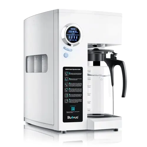 Bluevua countertop reverse osmosis water filter with UV light and glass carafe