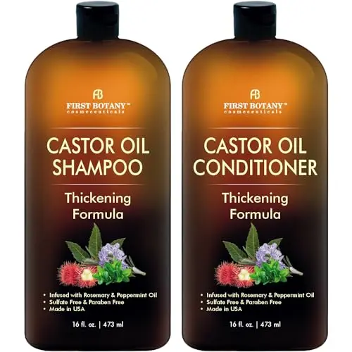 FIRST BOTANY Castor Oil Shampoo and Conditioner for hair regrowth