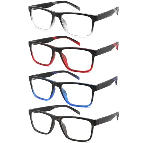 acavefox fashion reading glasses four pack with two-tone colors