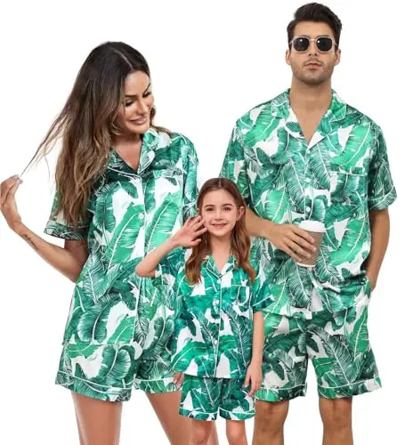 SWOMOG satin matching pajamas set for couples