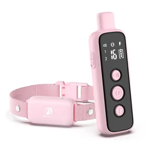 Bousnic pink dog shock collar with remote and security lock feature