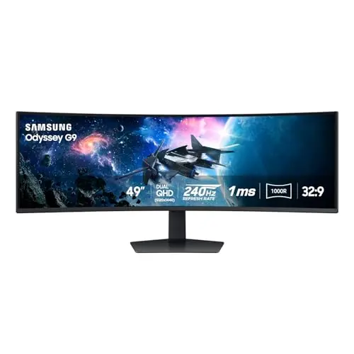 Samsung Odyssey G9 49-inch ultra-wide curved gaming monitor with dramatic 1000R curve