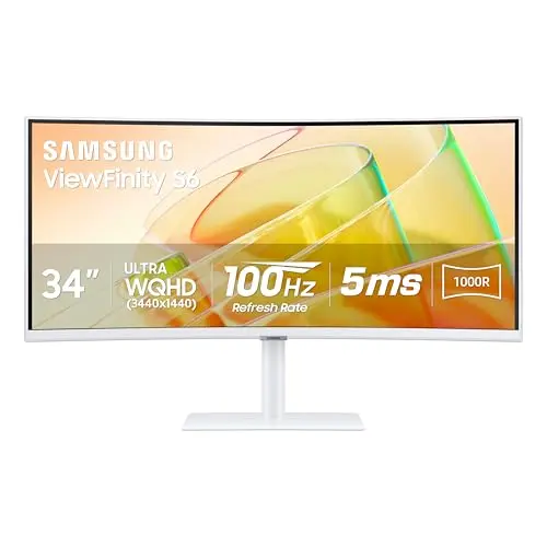 Samsung 34-inch ViewFinity curved monitor with ultrawide display and sleek white design