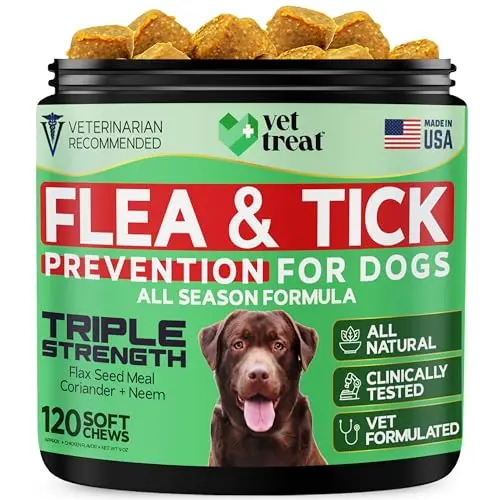 Vet Treat natural flea and tick prevention chewables for dogs of all sizes
