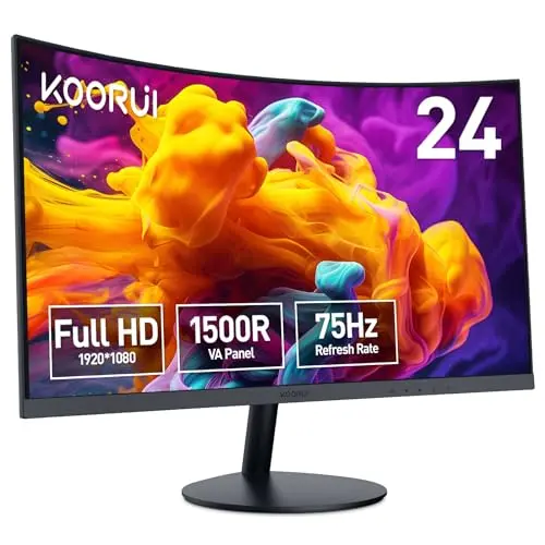 KOORUI 24-inch curved computer monitor with slim bezels