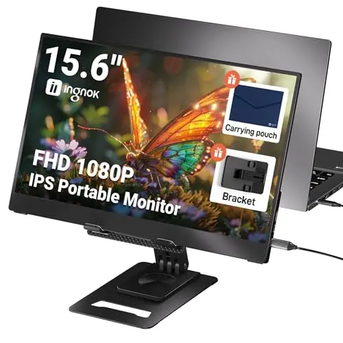 Ingnok ultra-thin portable monitor with adjustable stand