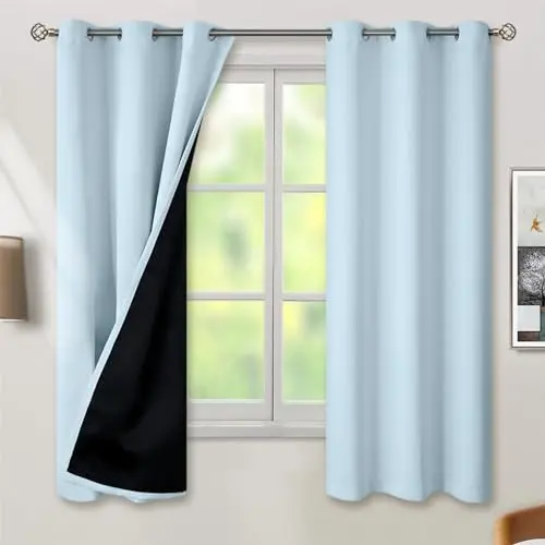 BGment baby blue blackout curtains with grommet top for nursery