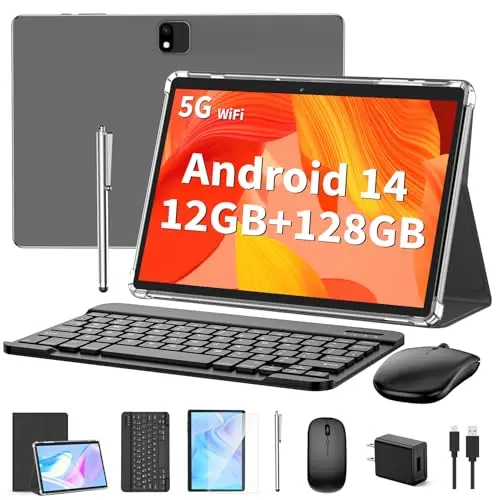 QDDQ Android tablet with keyboard, mouse, and stylus