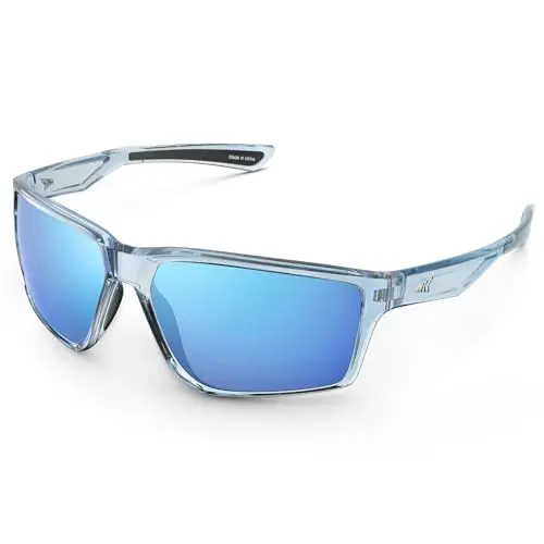 KastKing Osage Polarized Sport Sunglasses with smoke-ice blue mirror lenses
