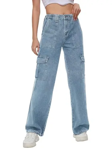 Tapata cargo jeans with multiple inseam lengths for petite women featuring cargo pockets