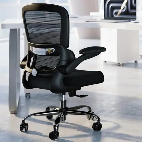 TRALT mesh office chair with adjustable lumbar support and armless design