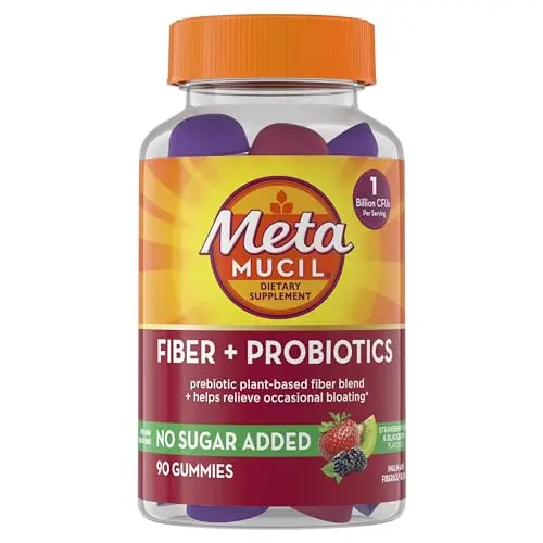 Metamucil fiber gummies with probiotics in strawberry kiwi and blackberry flavors