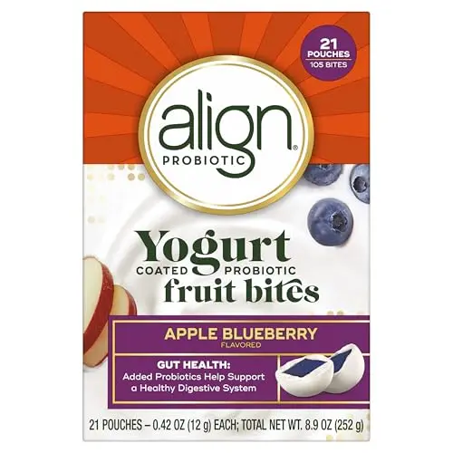 Align probiotic yogurt coated fruit bites