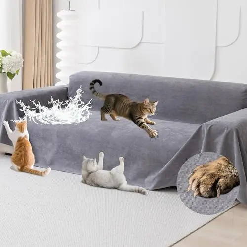 Loiion gray waterproof sofa cover protecting couch from cat scratches
