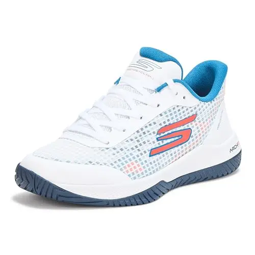Skechers Viper Court Pro pickleball shoes in white and turquoise
