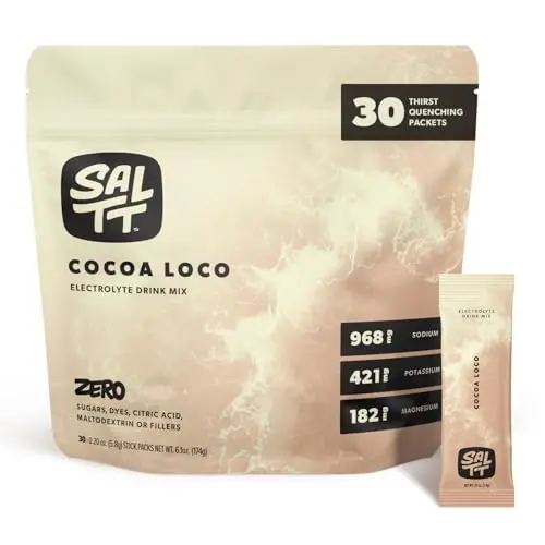 Keto Chow SALTT electrolyte powder packets in cocoa loco flavor
