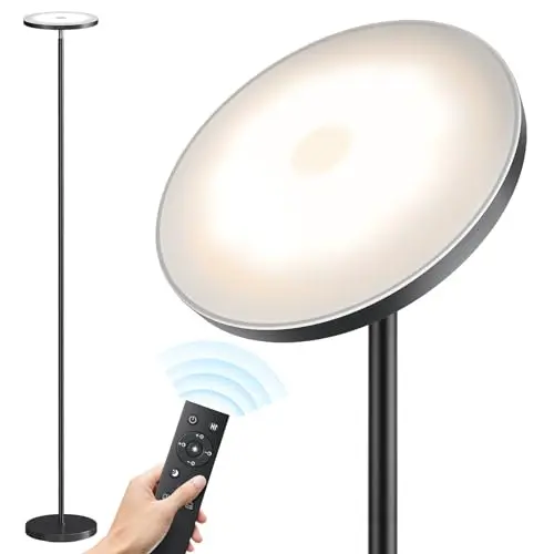 SUNMORY Super Bright LED Floor Lamp in black with remote control