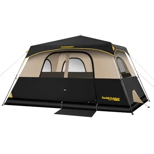FanttikOutdoor instant cabin tent with mesh windows and rainfly
