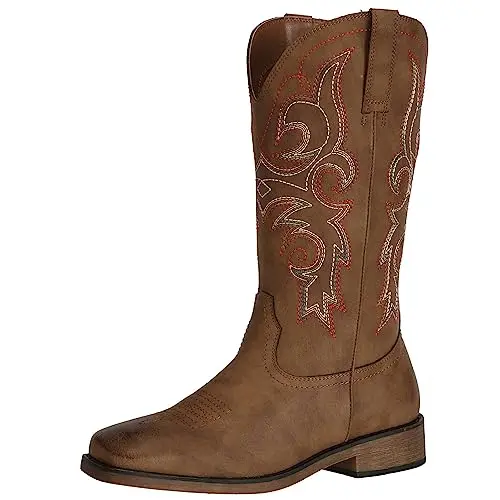SheSole women's wide width cowboy boots in brown with square toe