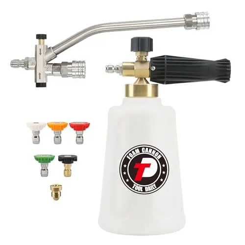 Tool Daily foam cannon with double tip attachment and wide mouth