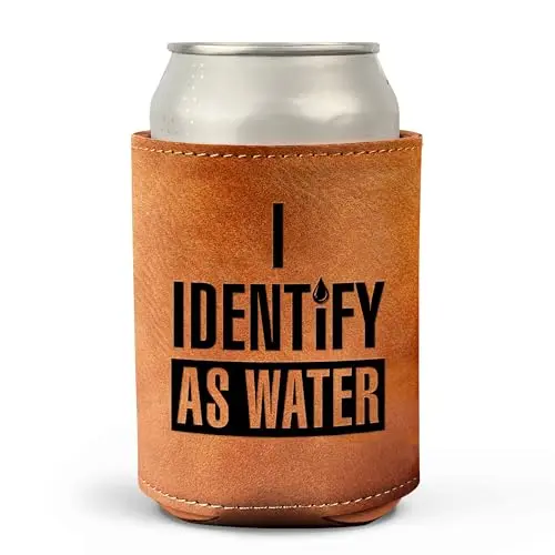 Leather Can Cooler for drinks with synthetic leather exterior and neoprene interior