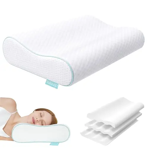 Releep cervical neck pillow with wave-shaped loft and adjustable height for side sleepers