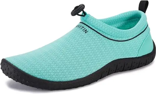 WHITIN women's water shoes in green with drawstring closure