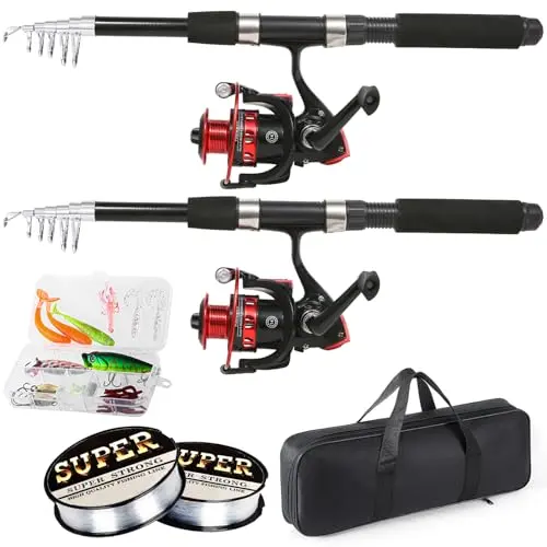 Tripquips telescopic fishing rod and reel combo with carrier bag and accessories