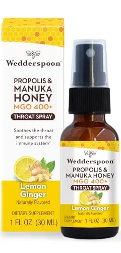 Wedderspoon propolis and manuka honey throat spray with lemon and ginger