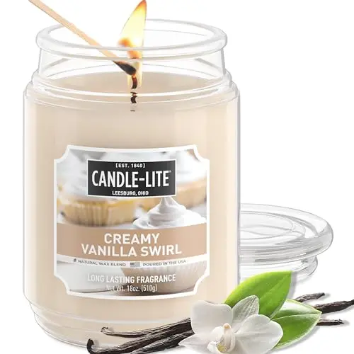 Candle-lite Creamy Vanilla Swirl scented candle in cream jar