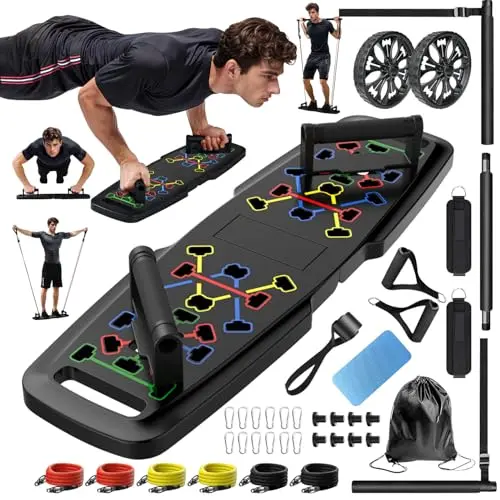 MQRW Push Up Board with resistance bands and accessories