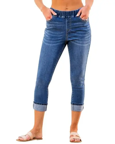 GRAPENT High Waisted Skinny Jeans with tummy control in blue wash