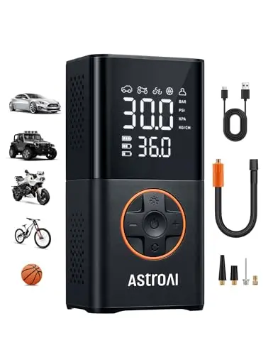 AstroAI L7 mini bike pump with digital display
