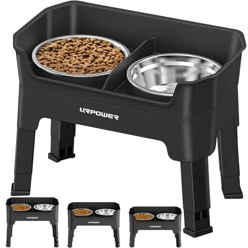 URPOWER 3-in-1 elevated dog bowls with anti-spill design and licking plate