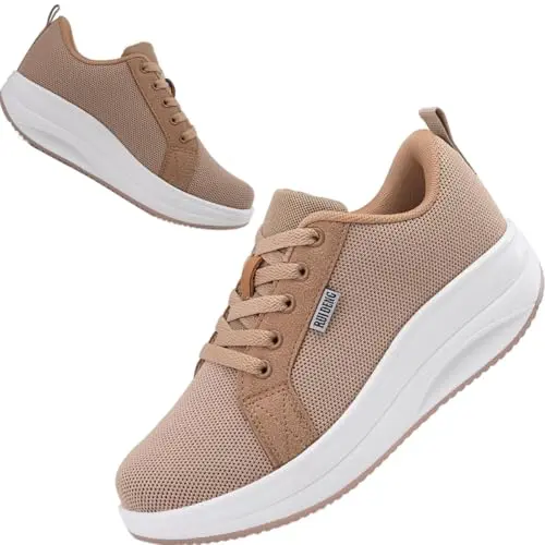 Roltte Women's slip-resistant work sock sneakers in khaki color