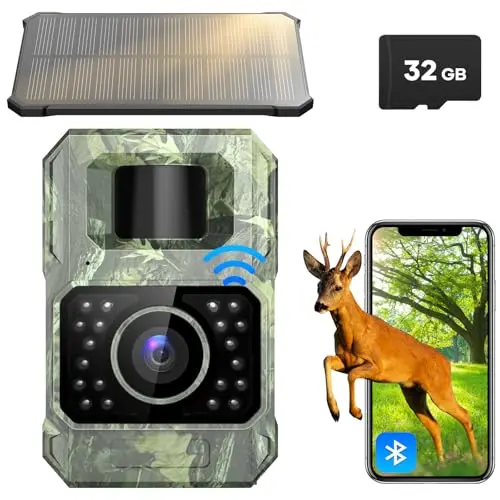 Assark solar trail camera in grey with WiFi and Bluetooth features