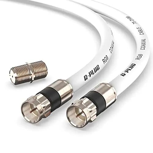 G-PLUG 40FT white RG6 coaxial cable with compression connectors