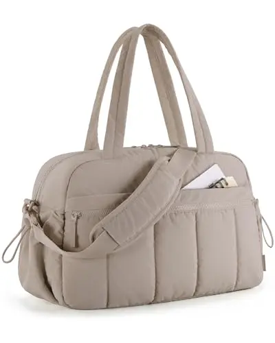 BAGSMART gym duffle bag for women in camel color with wet pocket