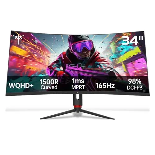 KTC 34-inch ultrawide curved monitor with adjustable stand