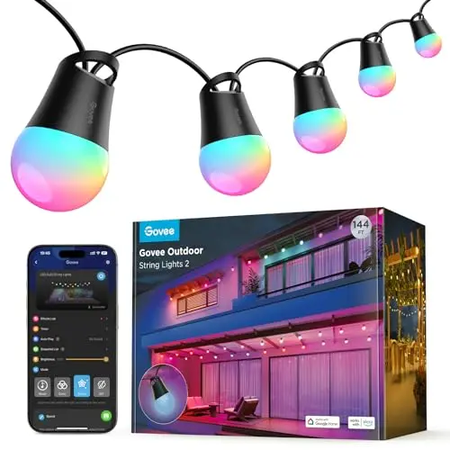 Govee smart string lights decorating a patio