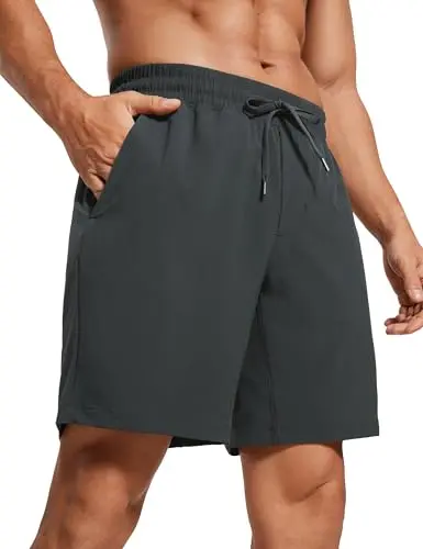 CRZ YOGA men's lightweight workout shorts during exercise