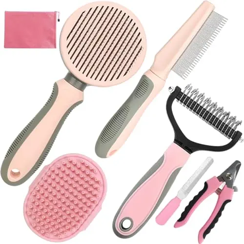 KUEIOX pink pet grooming kit with multiple tools