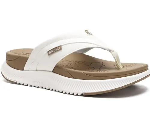 ONCAI Orthopedic Flip Flops for women in beige and white