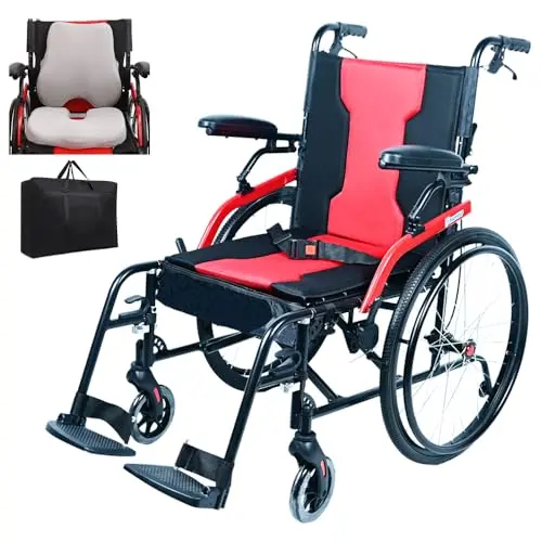 Pnomsp magnesium ultra lightweight wheelchair with flip-back arms and storage