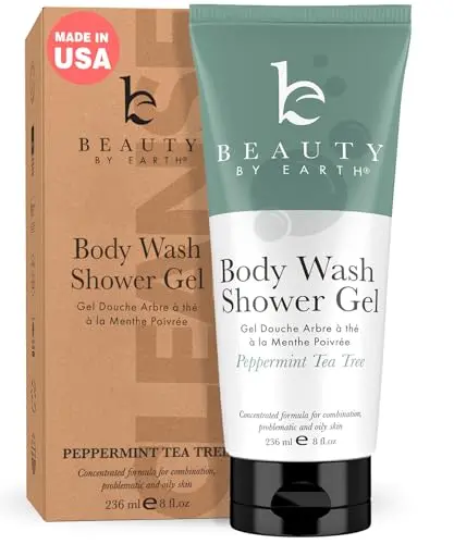 Beauty by Earth Peppermint Tea Tree Oil Body Wash bottle