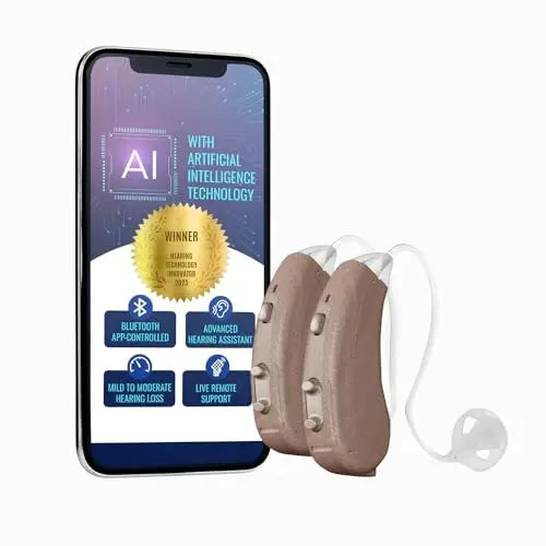Tuned bronze hearing aids with smartphone app display