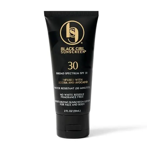 BLACK GIRL SUNSCREEN SPF 30 lotion applied to dark skin showing no white cast
