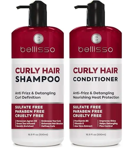 Bellisso Curly Hair Shampoo and Conditioner Set bottles