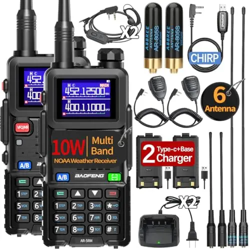Baofeng AR-5RM handheld ham radio with color display and tactical antenna