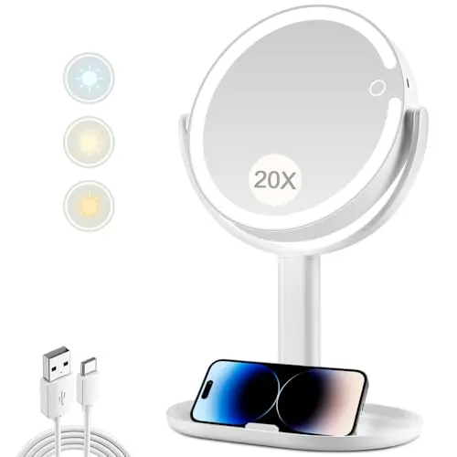 MIYADIVA Lighted Makeup Mirror with 20X magnification and touch control